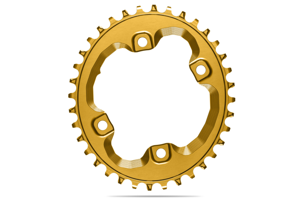absoluteBLACK Kettenblatt, OVAL, MTB, für Shimano XT M8000/MT700 , assysmetrischer Spider, N/W, GOLD, 34 Zähne