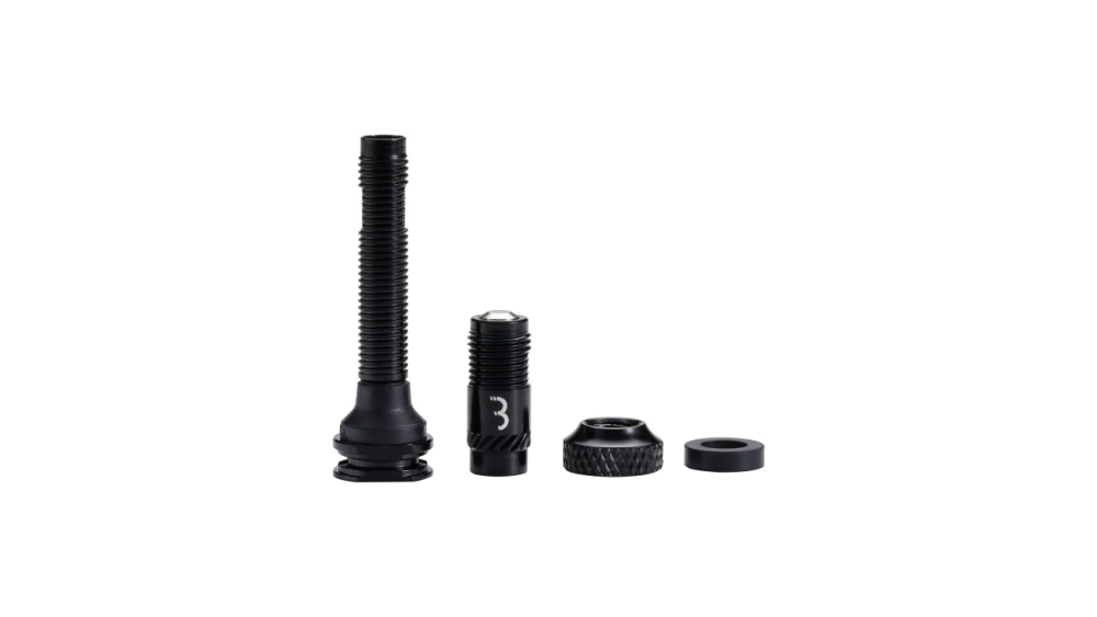 BBB Tubeless Ventil CoreCap schwarz 40mm Schrader +300% Airflow, removable 2 Stk.