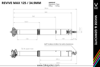 BikeYoke Revive 3.0 Dropper Post, 34.9 mm/125 mm, ohne Hebel.