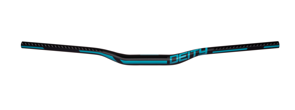 Deity Racepoint Lenker, 810 mm, 25 mm Rise, 35 mm Lenkerklemmung. Black / Turquoise.