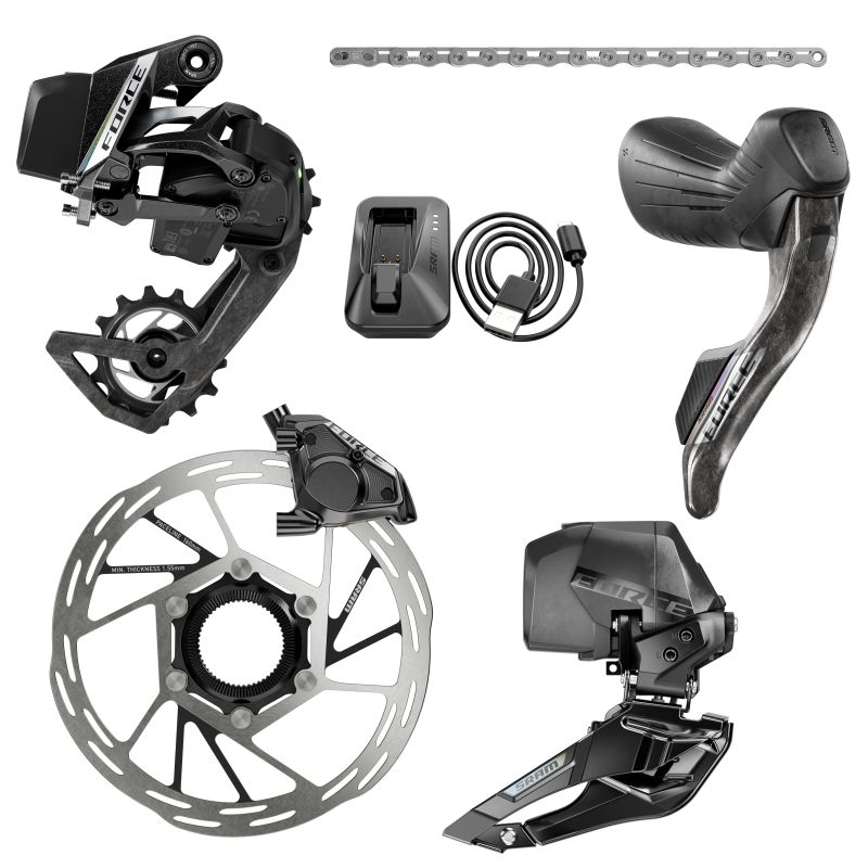 SRAM Force AXS E1 2x Groupset Shifters, Kette, RD, FD, Rotors