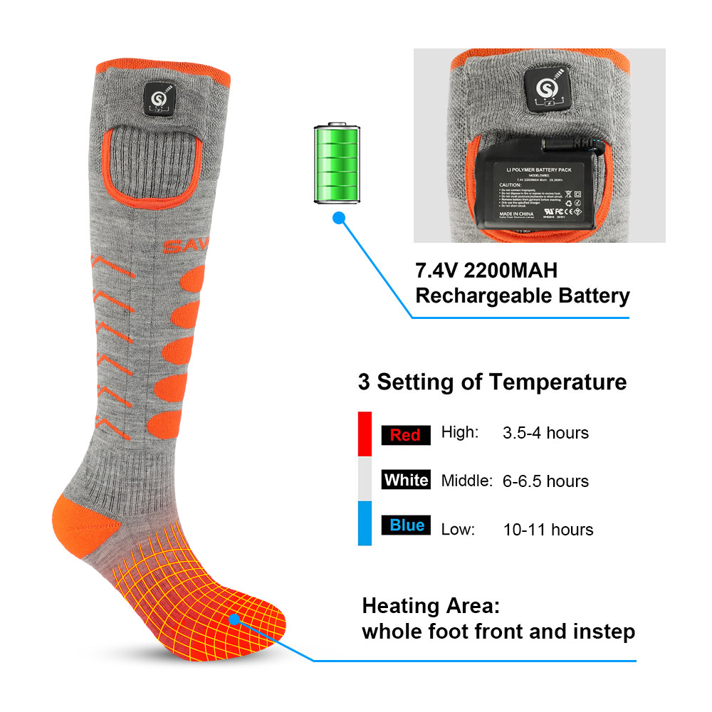 Savior Ski Socks Bluetooth Montreal grey/orange