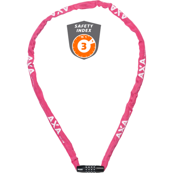 AXA Kettenschloss, Zahlenkombination, RIGID Code, Nylon PINK, Länge: 120 cm, Ø 3.5 mm