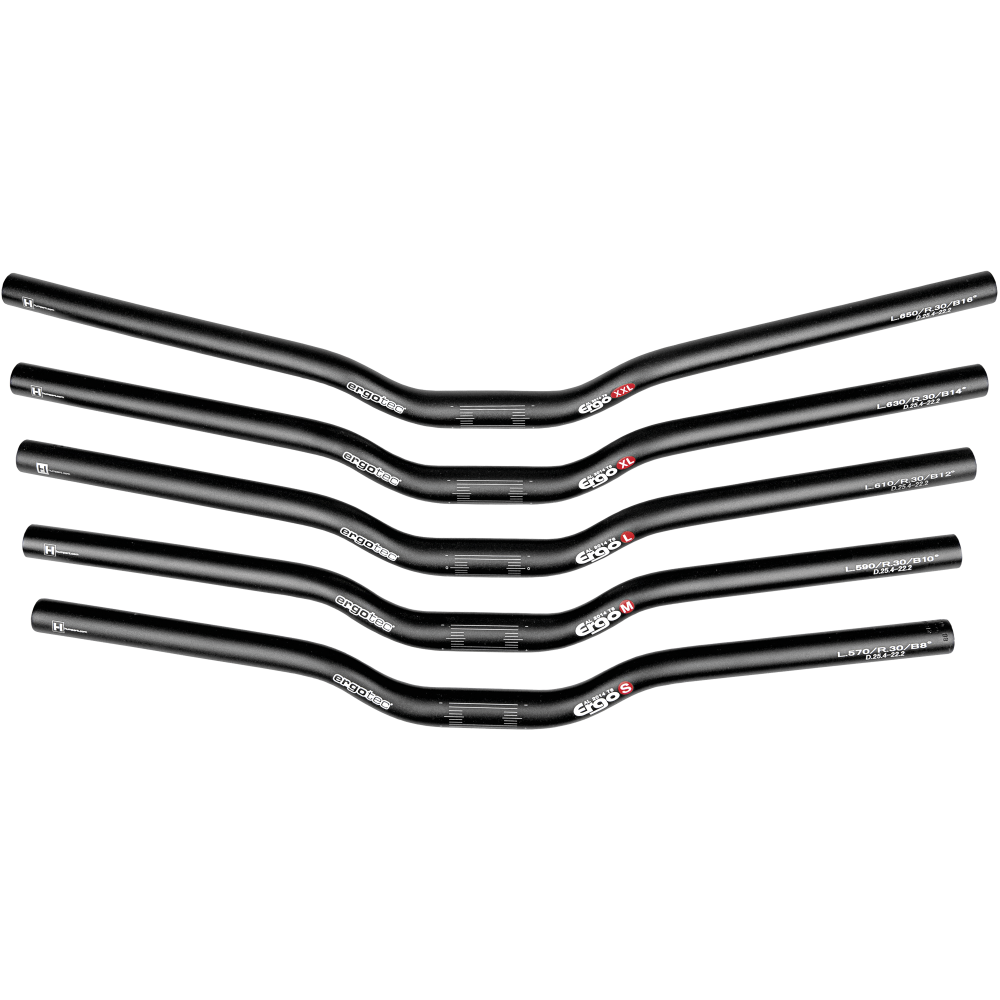 Ergotec Lenker, Bar ERGO XL, 31.8 Width:680 Rise:30 Grip-L:213 BackSweep:14° AL6061 black-sand L5