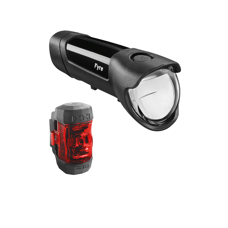 Beleuchtungsset, Akku, IXON FYRE 30 Lux, Rücklicht IXXI, USB Netzgerät, 195L/383, he4