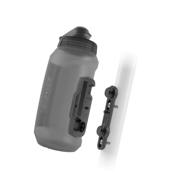 Fidlock TWIST Trinkflasche 750 ml Compact, Set (mit Bottle Connector, mit Bike Base). Transparent Black.