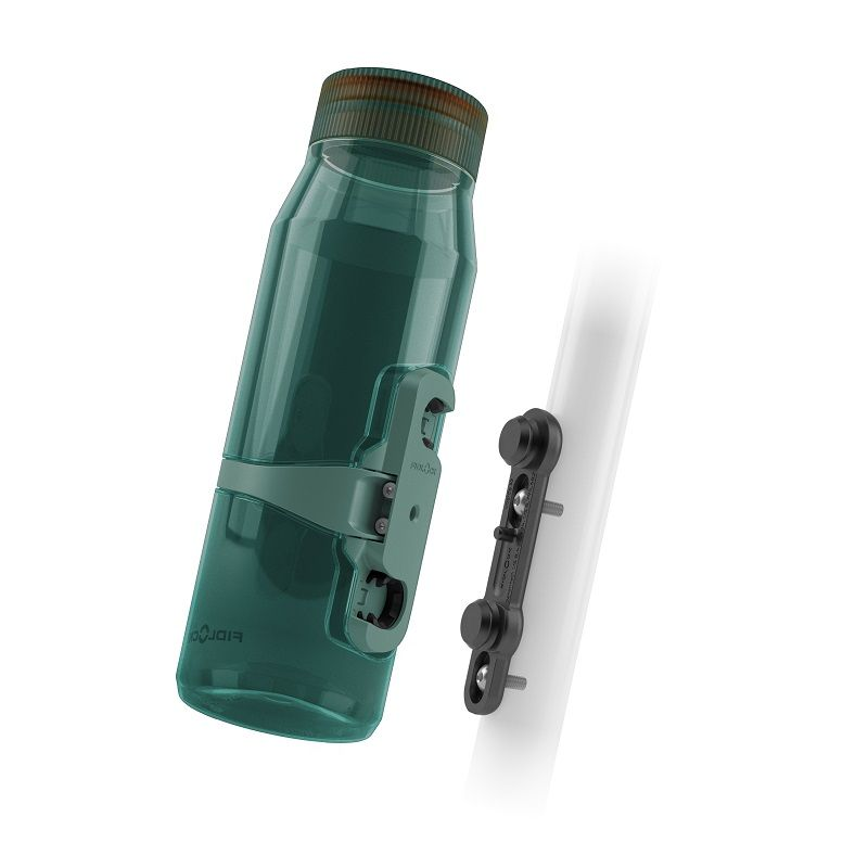 Fidlock TWIST Trinkflasche 700 ml Life, Set (mit Bottle Connector, mit Bike Base). Clear Dark Green.