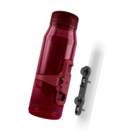 Fidlock TWIST Trinkflasche 700 ml Life, Set (mit Bottle Connector, mit Bike Base). Clear Dark Red.